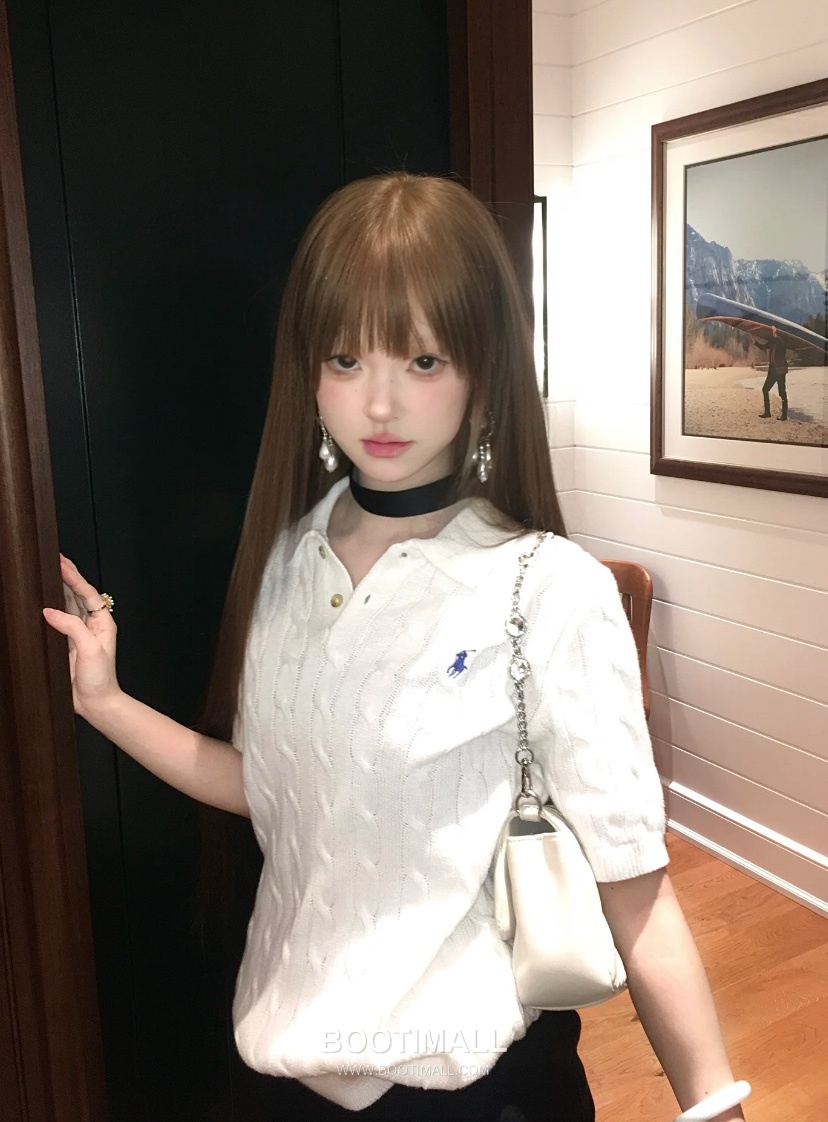 Ralph Lauren Cable Knit Polo Collar Short Sleeve Cotton Knit Shirt Cream 랄프로렌 케이블 니트 폴로 카라 반팔 코튼 니트 셔츠 크림 60112 2