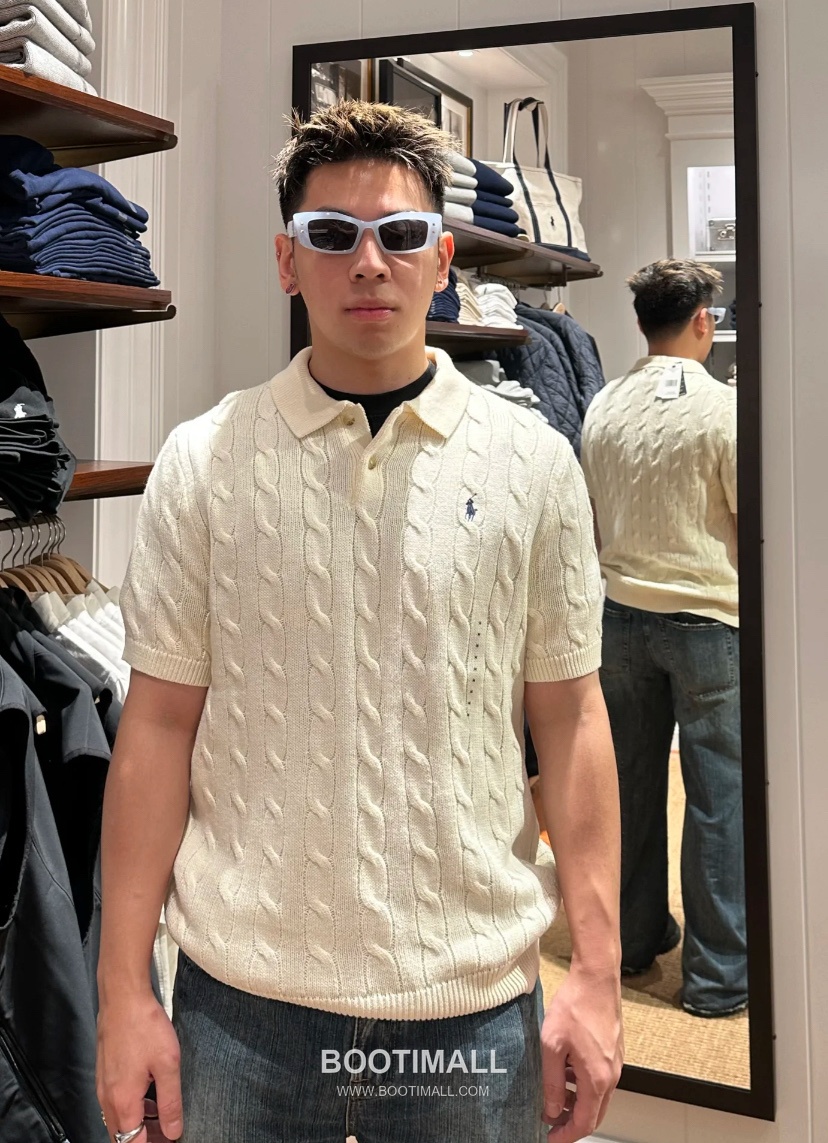 Ralph Lauren Cable Knit Polo Collar Short Sleeve Cotton Knit Shirt Cream 랄프로렌 케이블 니트 폴로 카라 반팔 코튼 니트 셔츠 크림 60112 3