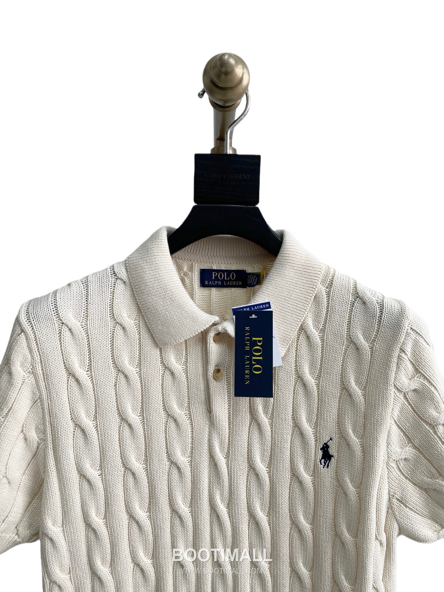 Ralph Lauren Cable Knit Polo Collar Short Sleeve Cotton Knit Shirt Cream 랄프로렌 케이블 니트 폴로 카라 반팔 코튼 니트 셔츠 크림 60112 12