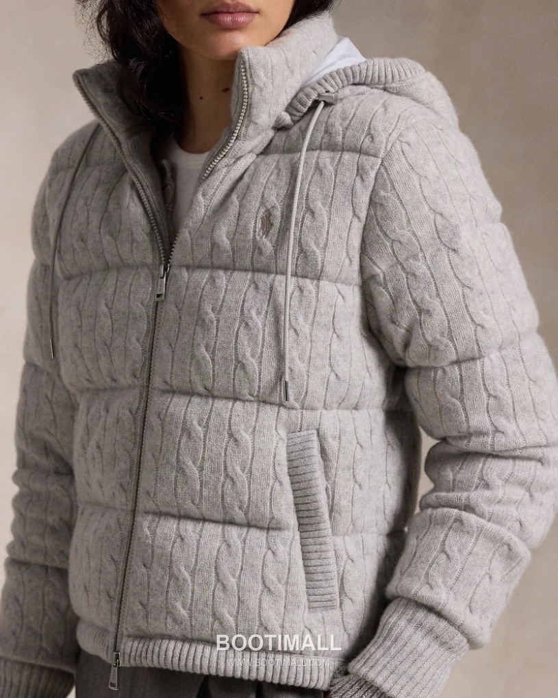 Ralph Lauren Cable Knit Wool Down Hooded Jacket Grey 랄프로렌 케이블 니트 울 다운 후드 자켓 그레이 31631 2