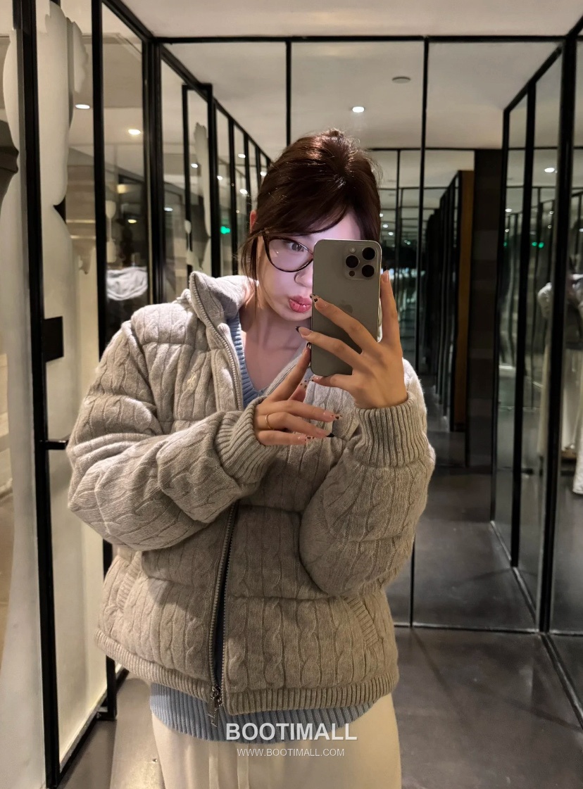 Ralph Lauren Cable Knit Wool Down Hooded Jacket Grey 랄프로렌 케이블 니트 울 다운 후드 자켓 그레이 31631 7