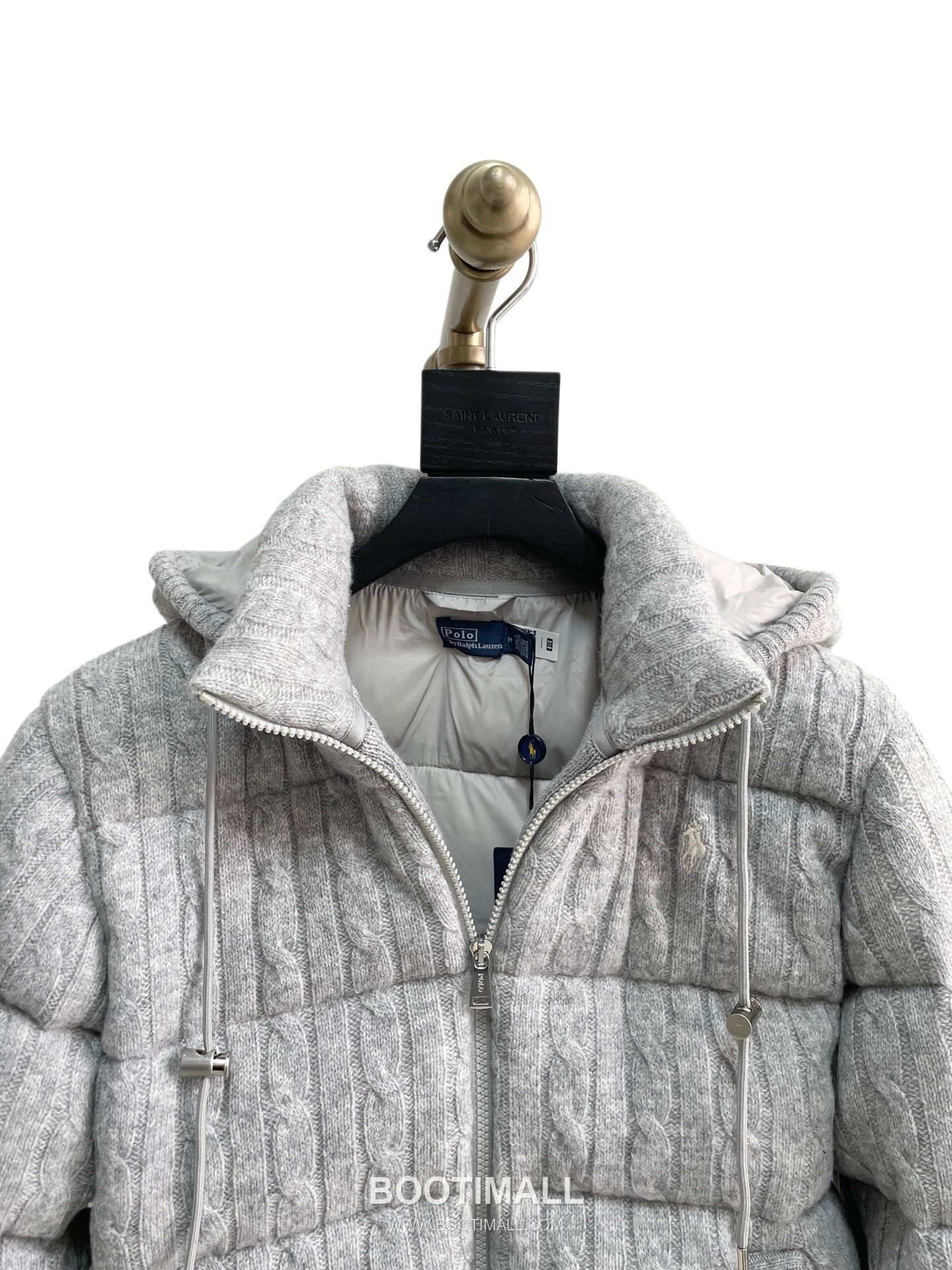 Ralph Lauren Cable Knit Wool Down Hooded Jacket Grey 랄프로렌 케이블 니트 울 다운 후드 자켓 그레이 31631 12