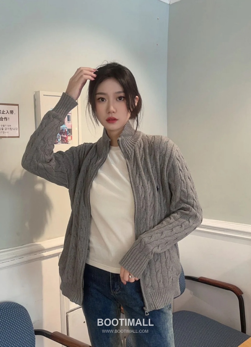 Ralph Lauren Cable Knit Full Zip Cardigan Grey 랄프로렌 케이블 니트 풀 집업 카디건 그레이 60053 3