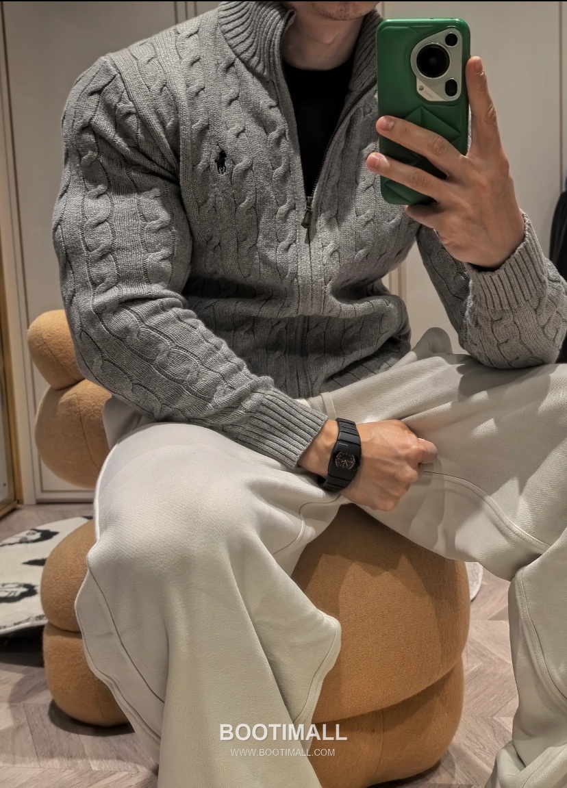 Ralph Lauren Cable Knit Full Zip Cardigan Grey 랄프로렌 케이블 니트 풀 집업 카디건 그레이 60053 6