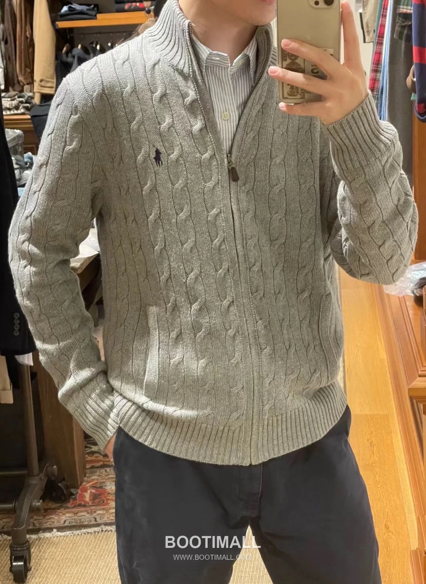 Ralph Lauren Cable Knit Full Zip Cardigan Grey 랄프로렌 케이블 니트 풀 집업 카디건 그레이 60053 7