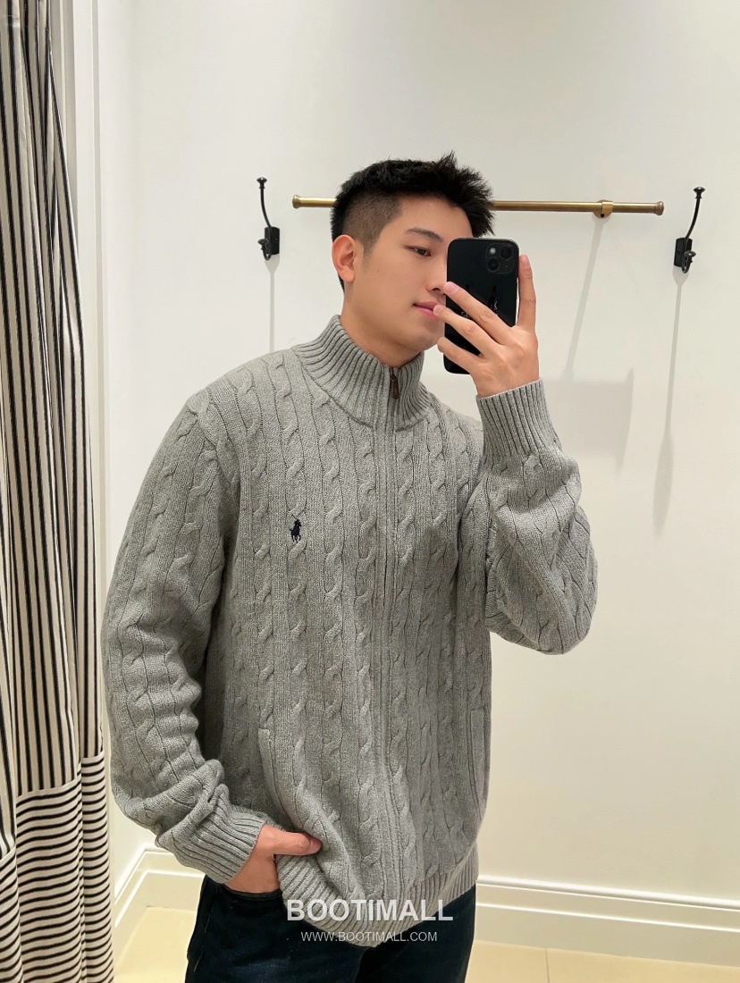 Ralph Lauren Cable Knit Full Zip Cardigan Grey 랄프로렌 케이블 니트 풀 집업 카디건 그레이 60053 9