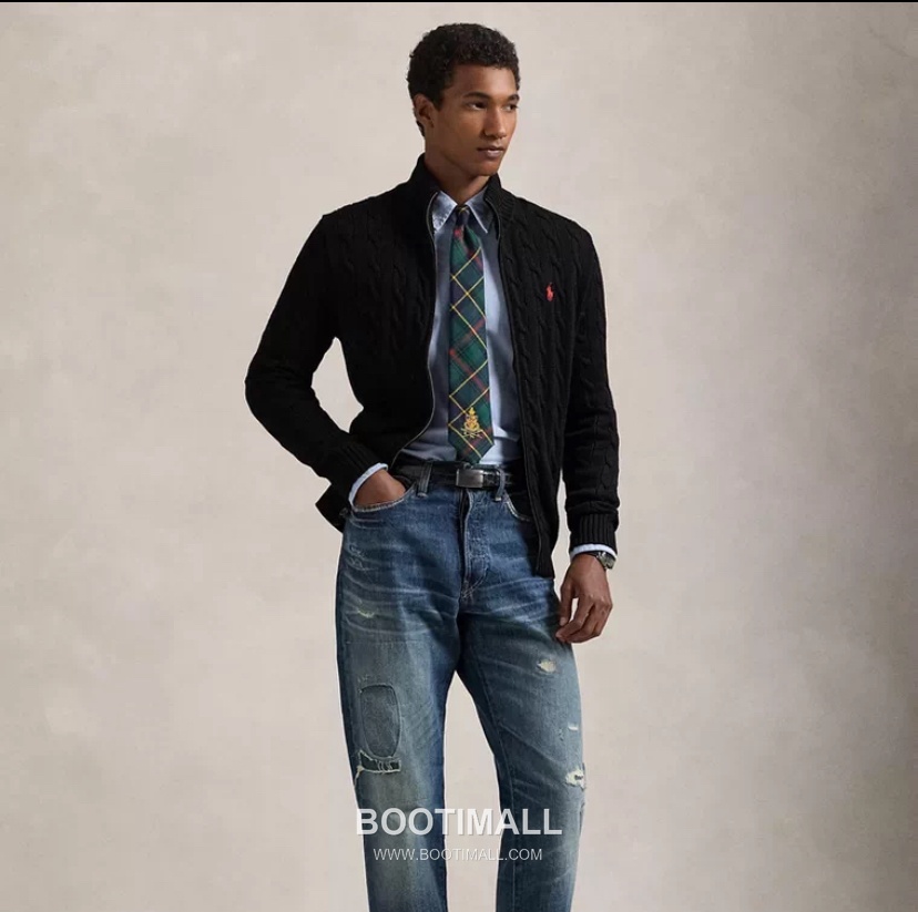 Ralph Lauren Stand Collar Full Zip Cable Knit Cardigan Cream 랄프로렌 스탠드 칼라 풀 집업 케이블 니트 가디건 크림 60080 2