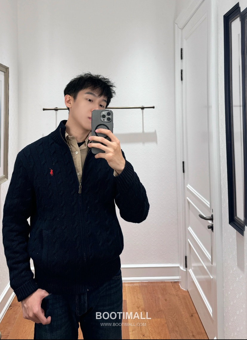 Ralph Lauren Stand Collar Full Zip Cable Knit Cardigan Cream 랄프로렌 스탠드 칼라 풀 집업 케이블 니트 가디건 크림 60080 7