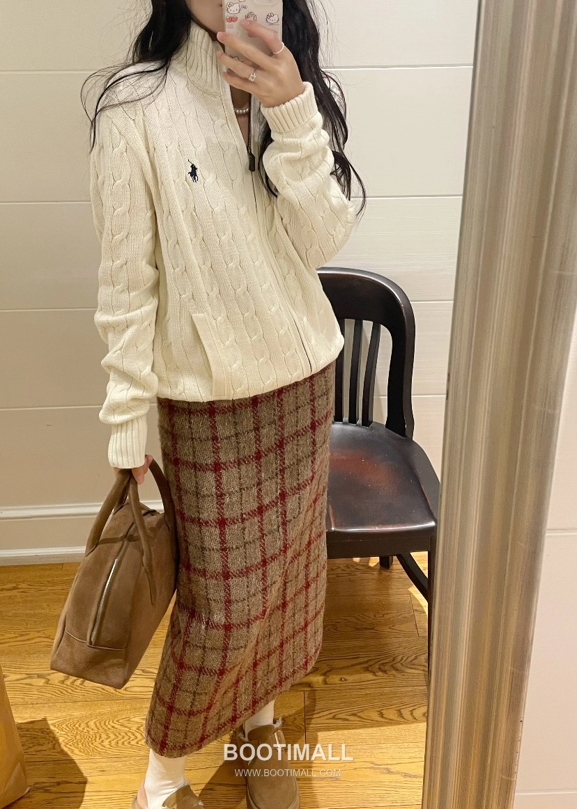 Ralph Lauren Stand Collar Full Zip Cable Knit Cardigan Cream 랄프로렌 스탠드 칼라 풀 집업 케이블 니트 가디건 크림 60080 10