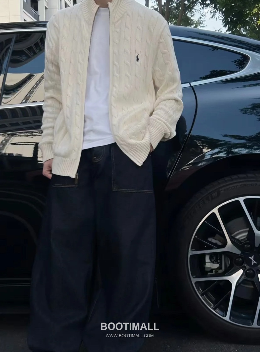 Ralph Lauren Stand Collar Full Zip Cable Knit Cardigan Cream 랄프로렌 스탠드 칼라 풀 집업 케이블 니트 가디건 크림 60080 16