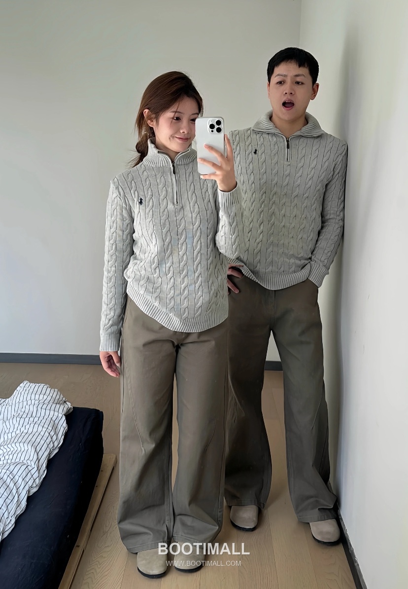 Ralph Lauren Half Zip Cable Knit Cotton Sweater Grey 랄프로렌 하프 집업 케이블 니트 코튼 스웨터 그레이 60091 1