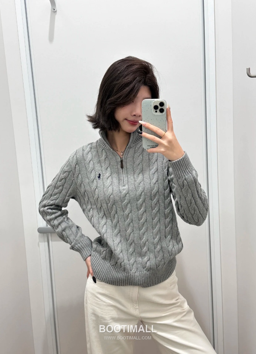 Ralph Lauren Half Zip Cable Knit Cotton Sweater Grey 랄프로렌 하프 집업 케이블 니트 코튼 스웨터 그레이 60091 2