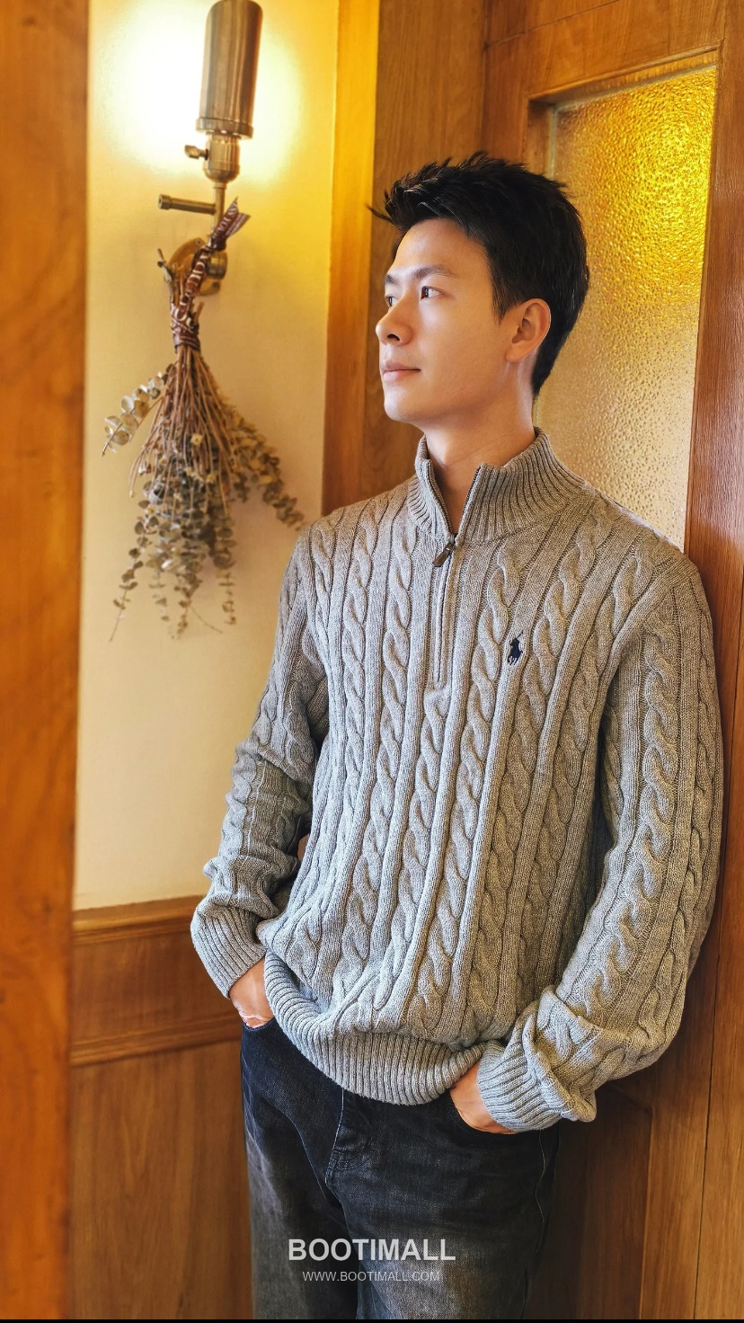 Ralph Lauren Half Zip Cable Knit Cotton Sweater Grey 랄프로렌 하프 집업 케이블 니트 코튼 스웨터 그레이 60091 4