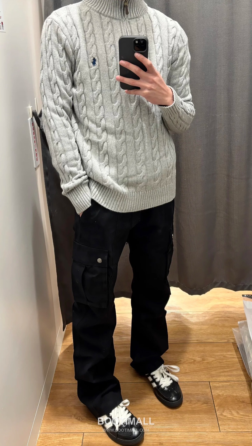 Ralph Lauren Half Zip Cable Knit Cotton Sweater Grey 랄프로렌 하프 집업 케이블 니트 코튼 스웨터 그레이 60091 8