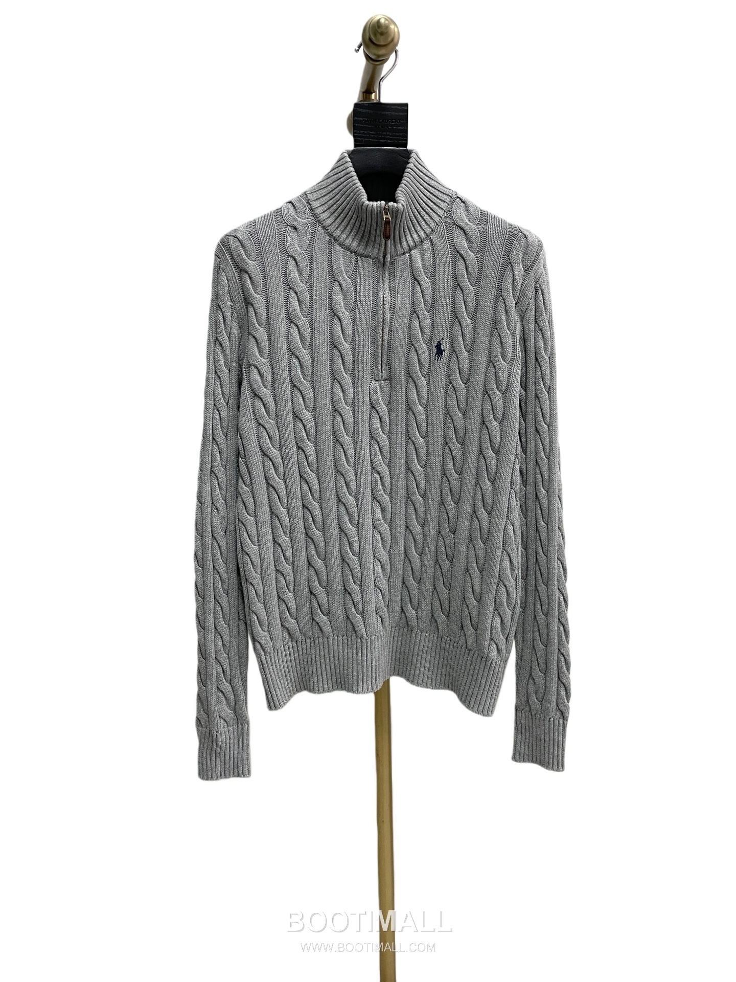 Ralph Lauren Half Zip Cable Knit Cotton Sweater Grey 랄프로렌 하프 집업 케이블 니트 코튼 스웨터 그레이 60091 10