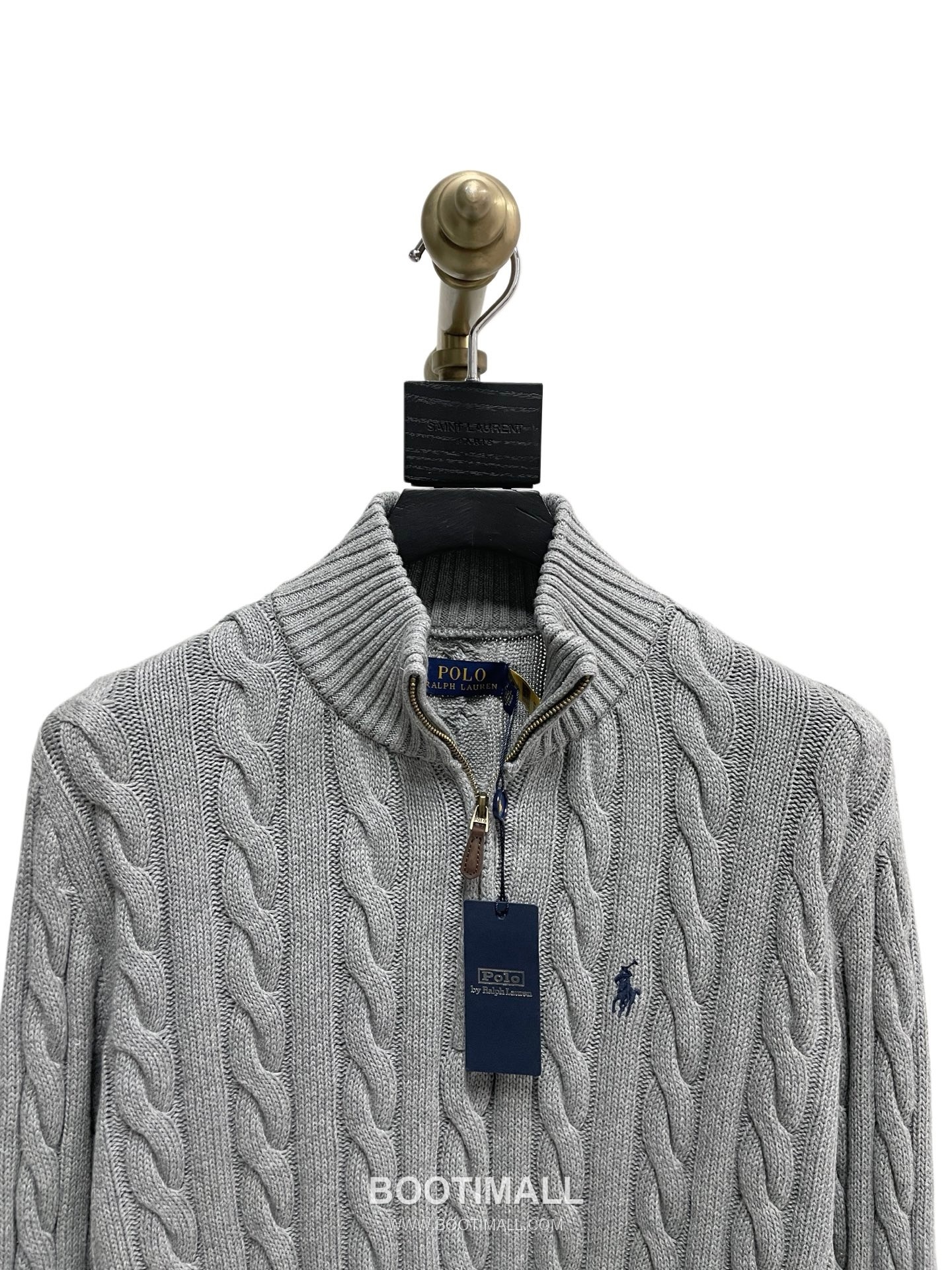 Ralph Lauren Half Zip Cable Knit Cotton Sweater Grey 랄프로렌 하프 집업 케이블 니트 코튼 스웨터 그레이 60091 12