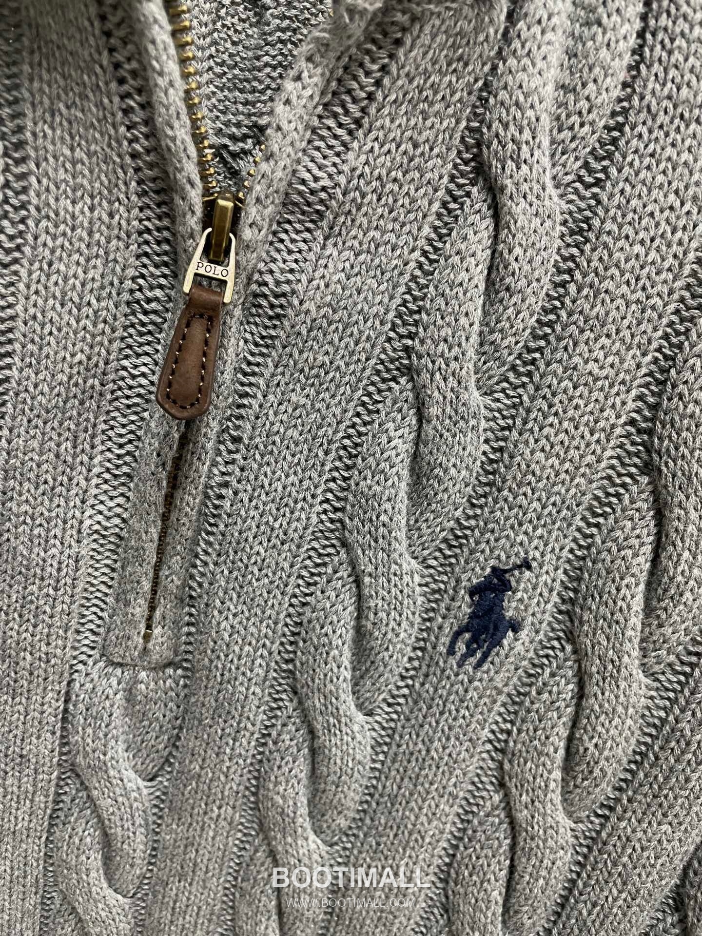 Ralph Lauren Half Zip Cable Knit Cotton Sweater Grey 랄프로렌 하프 집업 케이블 니트 코튼 스웨터 그레이 60091 14