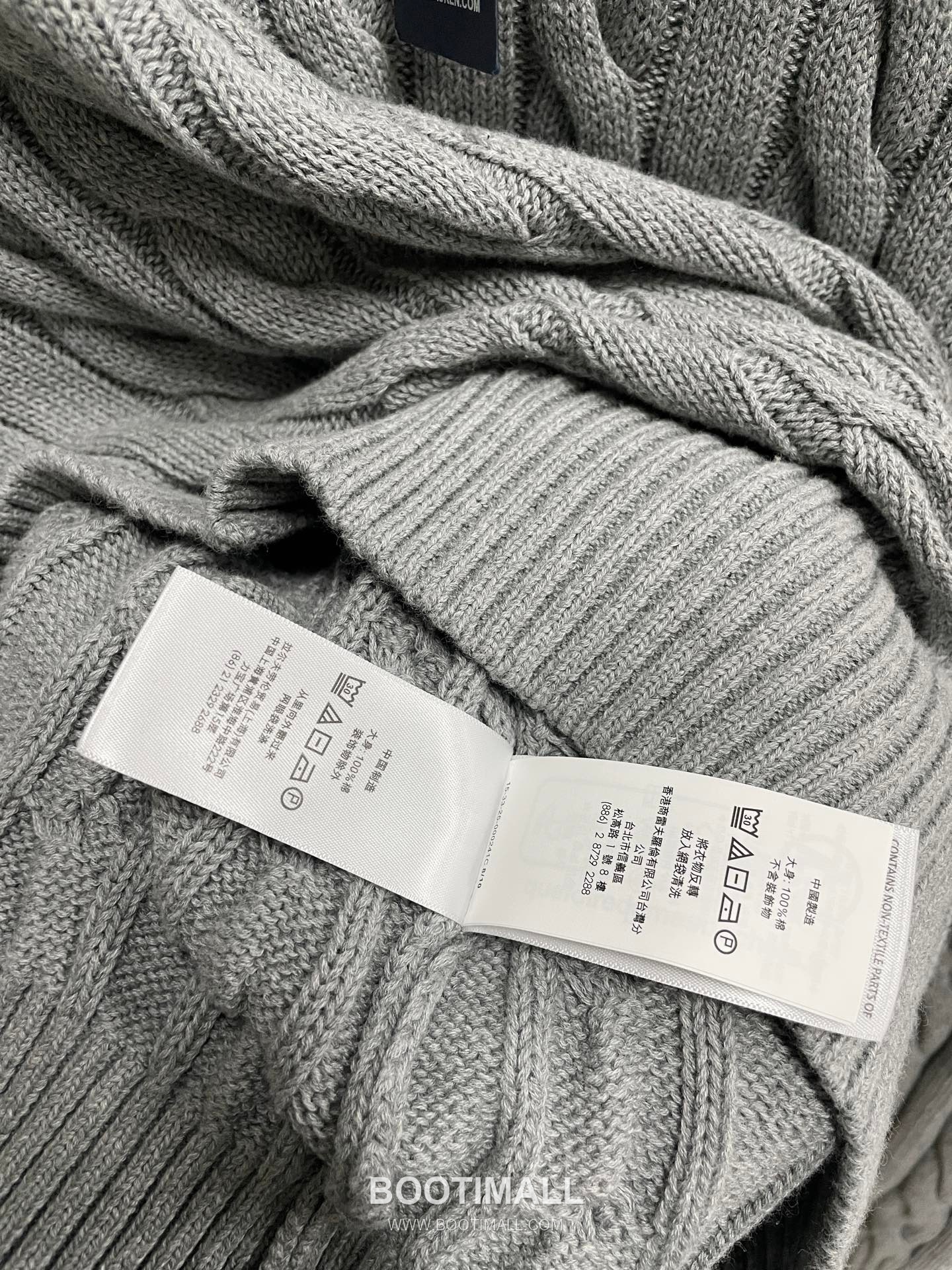 Ralph Lauren Half Zip Cable Knit Cotton Sweater Grey 랄프로렌 하프 집업 케이블 니트 코튼 스웨터 그레이 60091 17