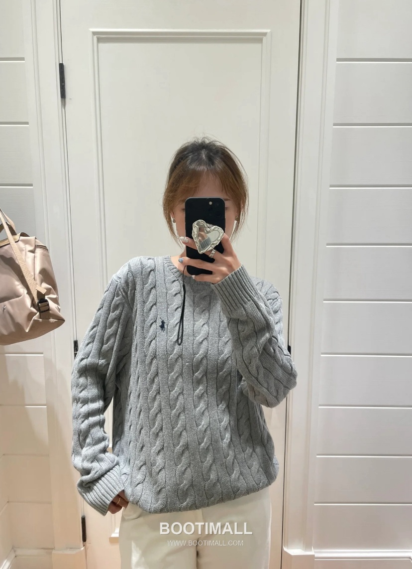 Ralph Lauren Classic Cable Knit Cotton Crewneck Sweater Gray 랄프로렌 클래식 케이블 니트 코튼 크루넥 스웨터 그레이 60081 7