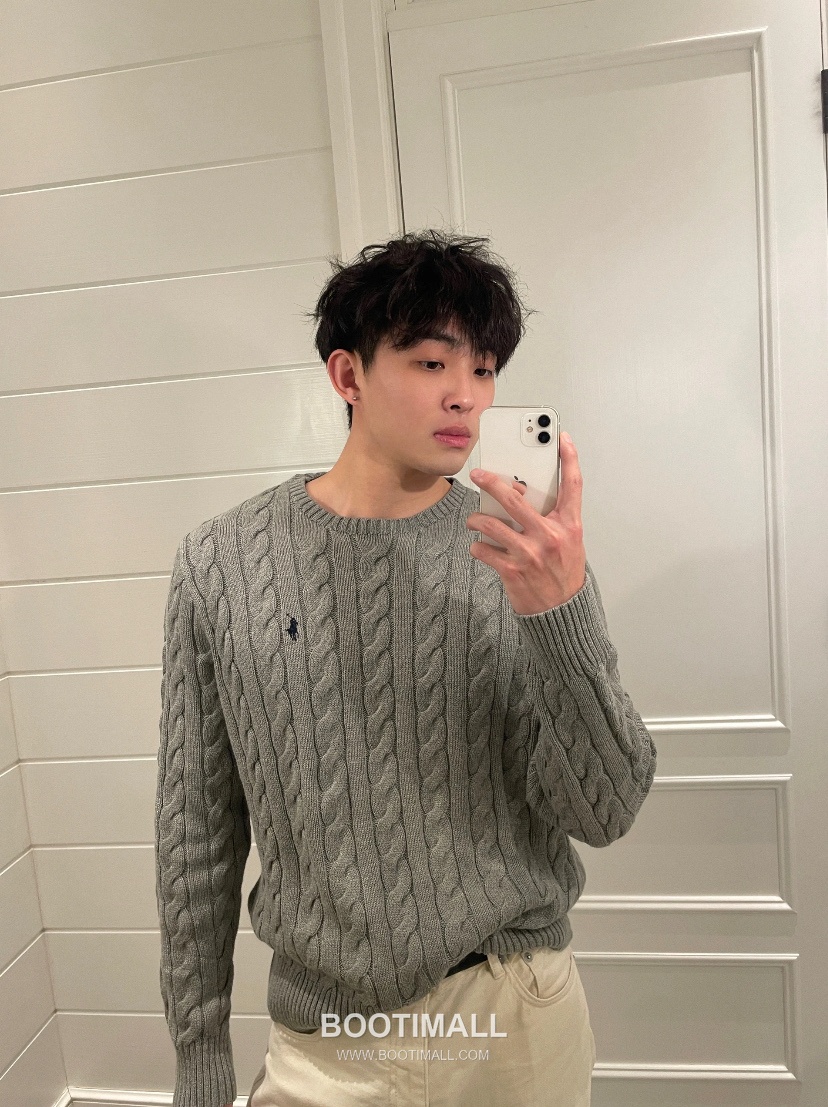 Ralph Lauren Classic Cable Knit Cotton Crewneck Sweater Gray 랄프로렌 클래식 케이블 니트 코튼 크루넥 스웨터 그레이 60081 8