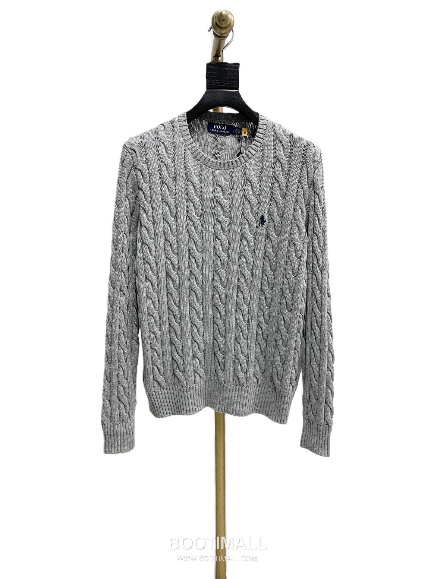 Ralph Lauren Classic Cable Knit Cotton Crewneck Sweater Gray 랄프로렌 클래식 케이블 니트 코튼 크루넥 스웨터 그레이 60081 10