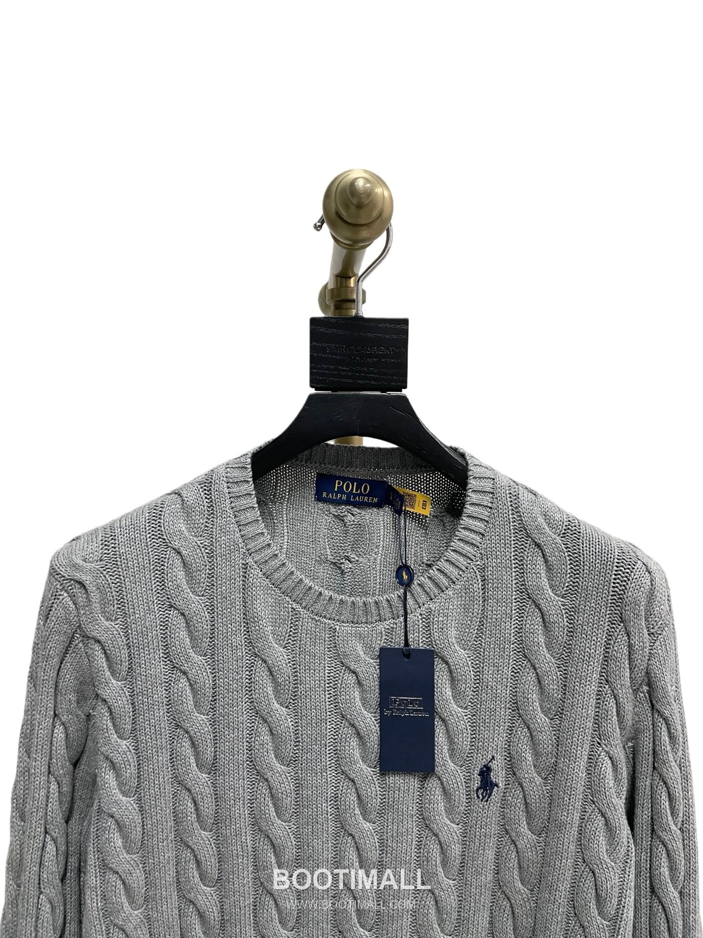 Ralph Lauren Classic Cable Knit Cotton Crewneck Sweater Gray 랄프로렌 클래식 케이블 니트 코튼 크루넥 스웨터 그레이 60081 12