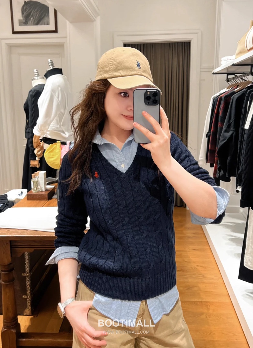 Ralph Lauren Classic Cable Knit V-Neck Wool Sweater Navy 랄프로렌 클래식 케이블 니트 V넥 울 스웨터 네이비 31179 7