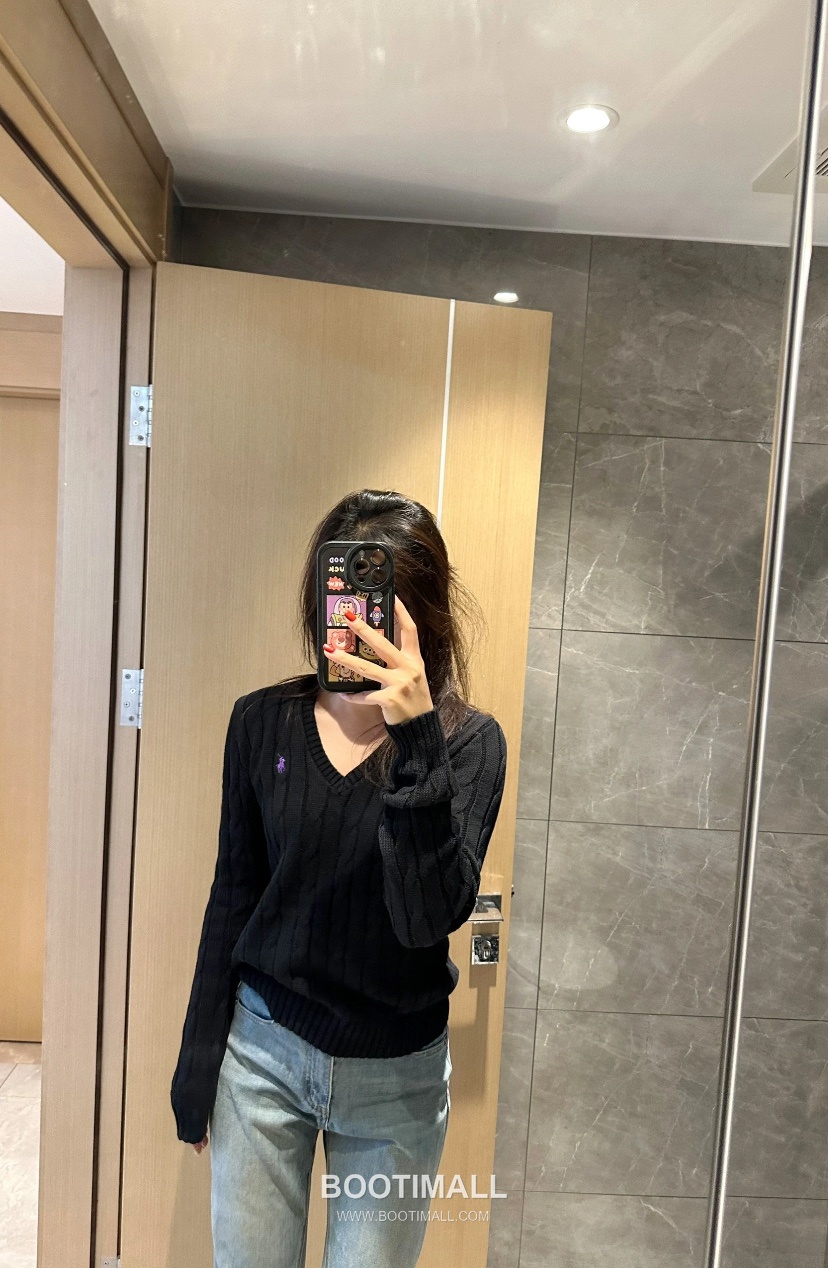 Ralph Lauren Cable Knit Cotton V-Neck Sweater Black 랄프로렌 케이블 니트 코튼 브이넥 스웨터 블랙 31139 4