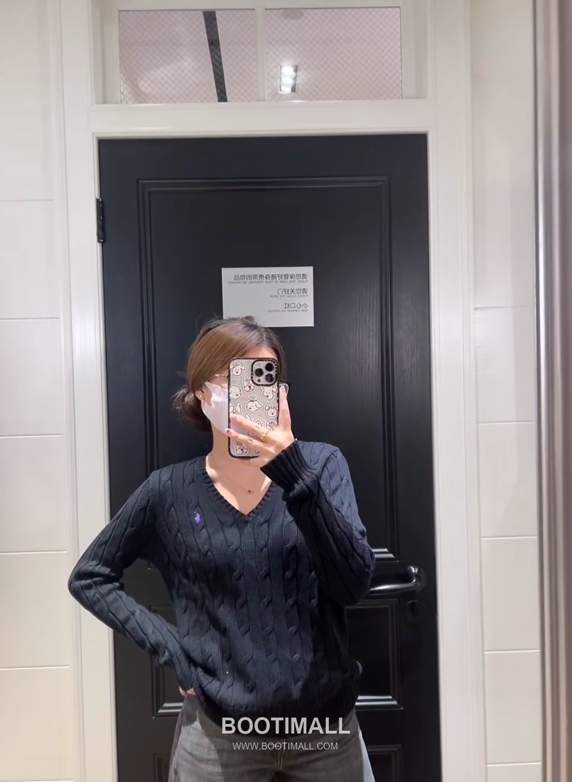 Ralph Lauren Cable Knit Cotton V-Neck Sweater Black 랄프로렌 케이블 니트 코튼 브이넥 스웨터 블랙 31139 8