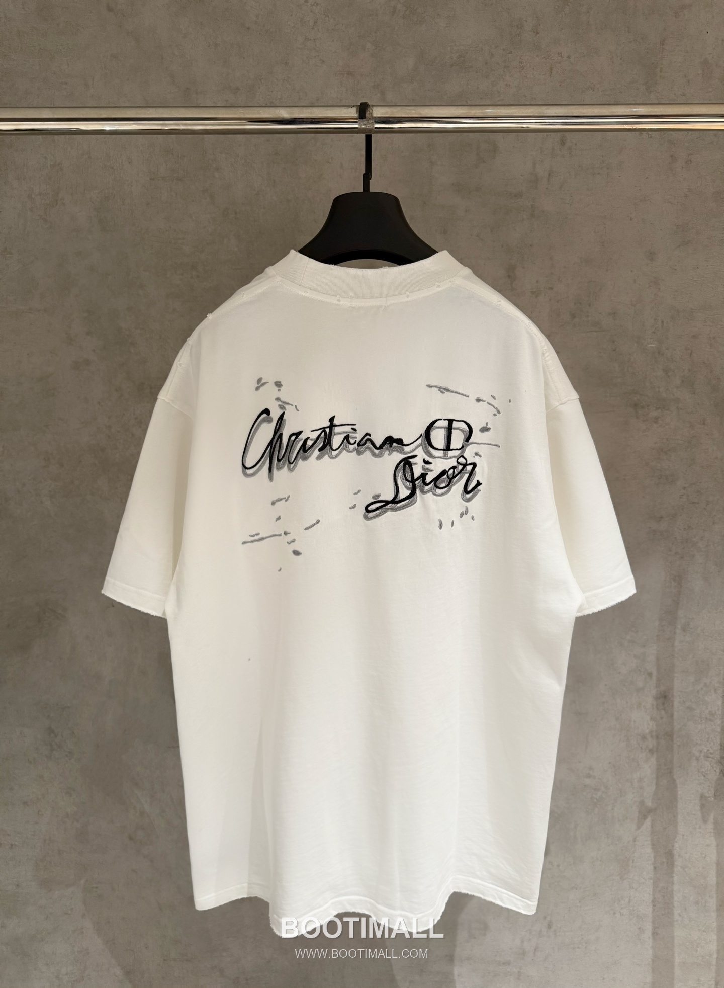 Dior Embroidered Logo Cotton Short Sleeve T-Shirt Black White 디올 엠브로이더드 로고 코튼 반소매 티셔츠 블랙 화이트 5