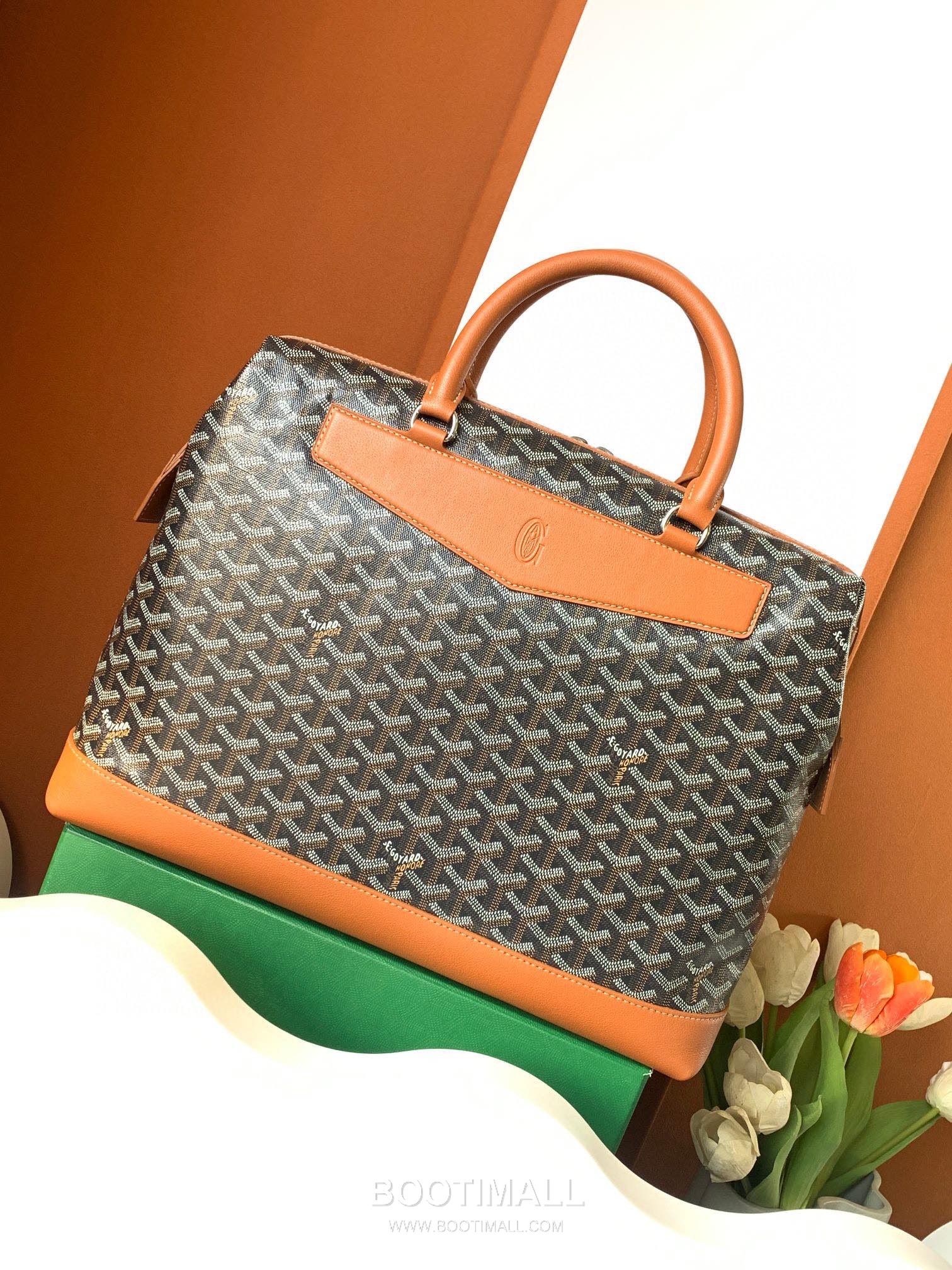 Goyard Cisalpin Briefcase Goyardine Canvas with Calfskin Leather Trim Black & Brown Briefcase 고야드 시잘팽 브리프케이스 고야딘 캔버스, 카프스킨 레더 트리밍 블랙 & 브라운 브리프케이스 39cm 4