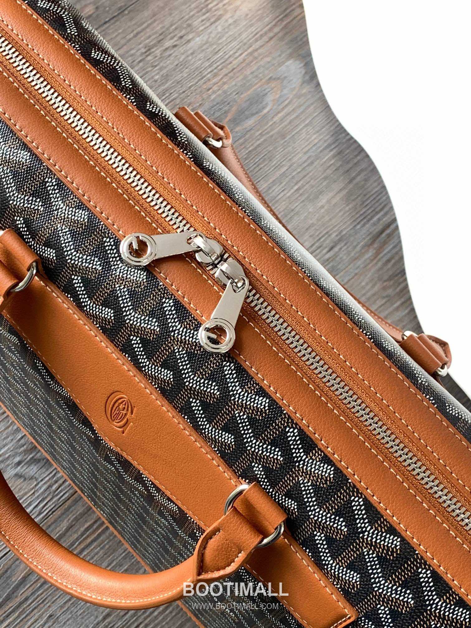 Goyard Cisalpin Briefcase Goyardine Canvas with Calfskin Leather Trim Black & Brown Briefcase 고야드 시잘팽 브리프케이스 고야딘 캔버스, 카프스킨 레더 트리밍 블랙 & 브라운 브리프케이스 39cm 6