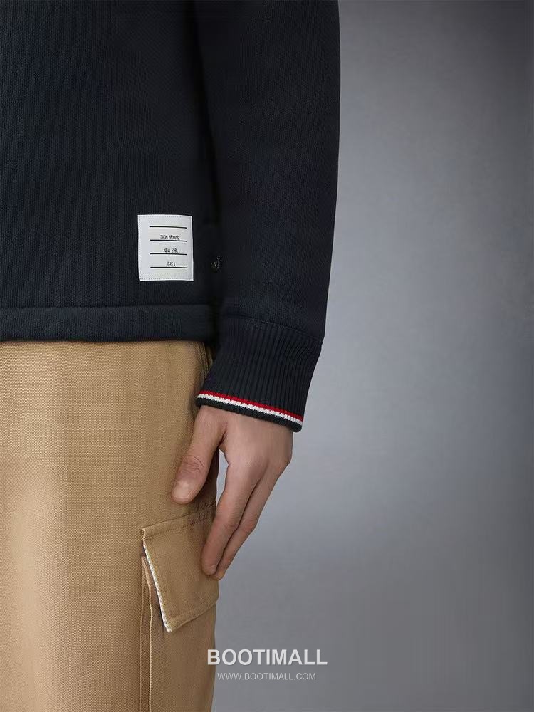 Thom Browne Drawstring Hood Sweatshirt Cotton Navy Hoodie 드로스트링 후드 스웨트셔츠 코튼 네이비 후드 1, 2, 3, 4 4