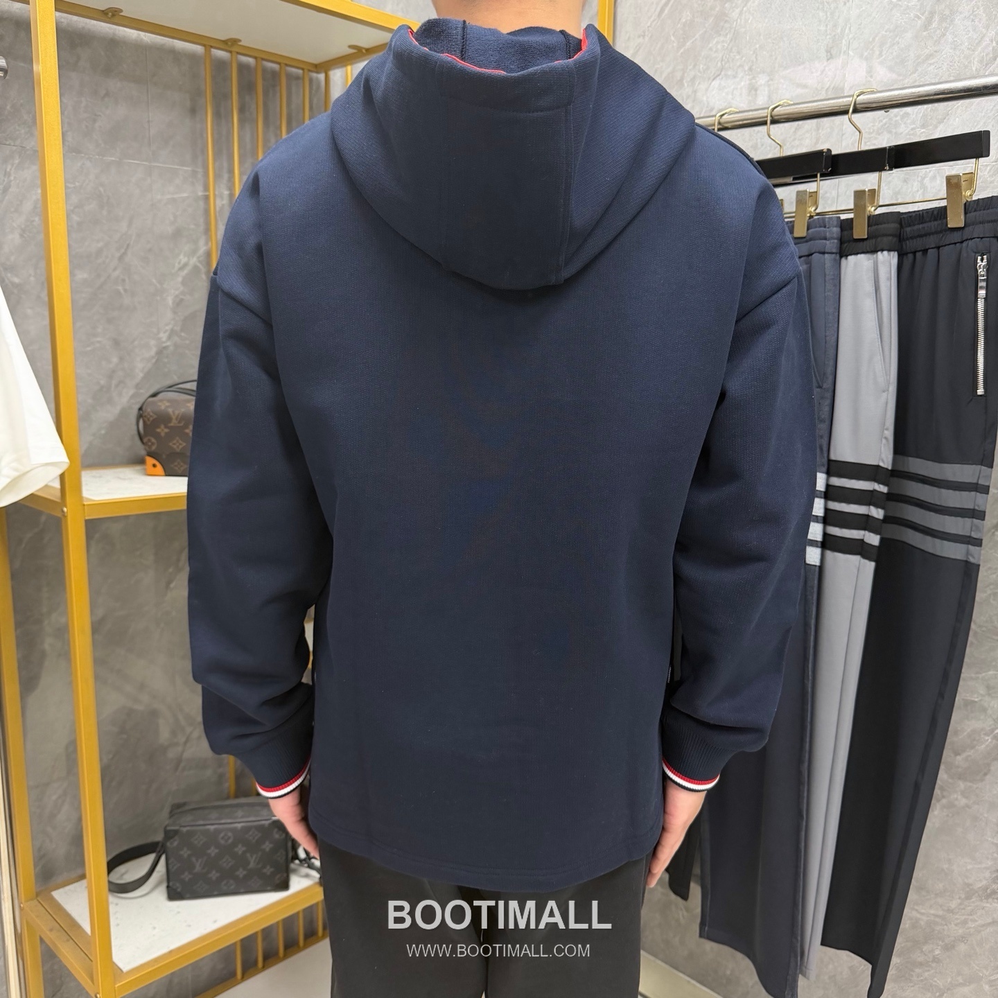 Thom Browne Drawstring Hood Sweatshirt Cotton Navy Hoodie 드로스트링 후드 스웨트셔츠 코튼 네이비 후드 1, 2, 3, 4 7