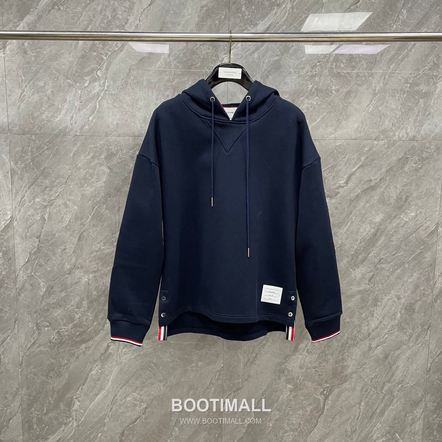 Thom Browne Drawstring Hood Sweatshirt Cotton Navy Hoodie 드로스트링 후드 스웨트셔츠 코튼 네이비 후드 1, 2, 3, 4 8