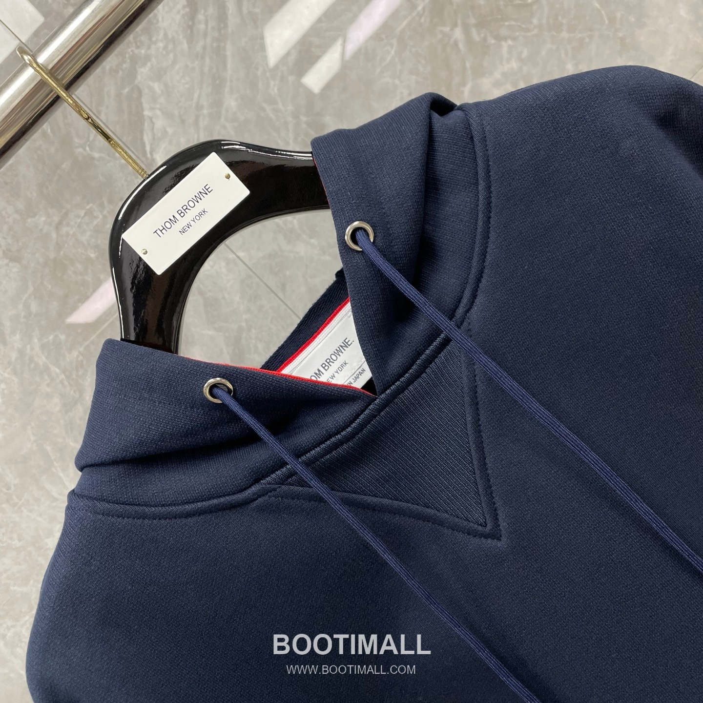 Thom Browne Drawstring Hood Sweatshirt Cotton Navy Hoodie 드로스트링 후드 스웨트셔츠 코튼 네이비 후드 1, 2, 3, 4 10