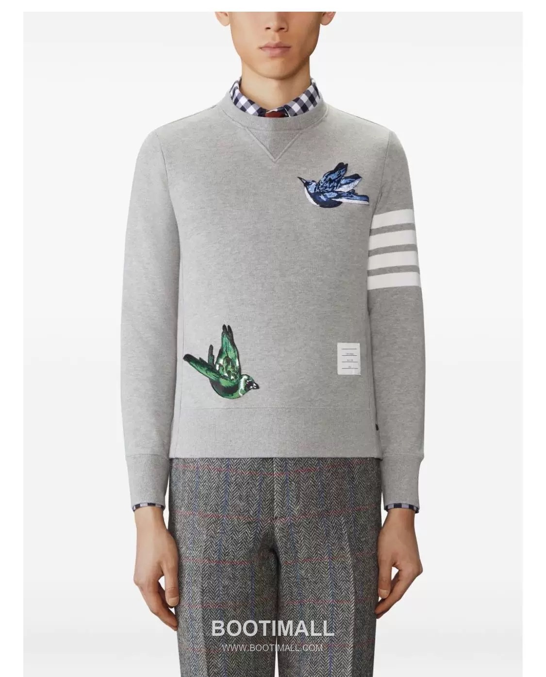 Thom Browne Tricolor Ribbed Hoodie Cotton Navy Hoodie 트라이컬러 리브드 후드 코튼 네이비 후드 1