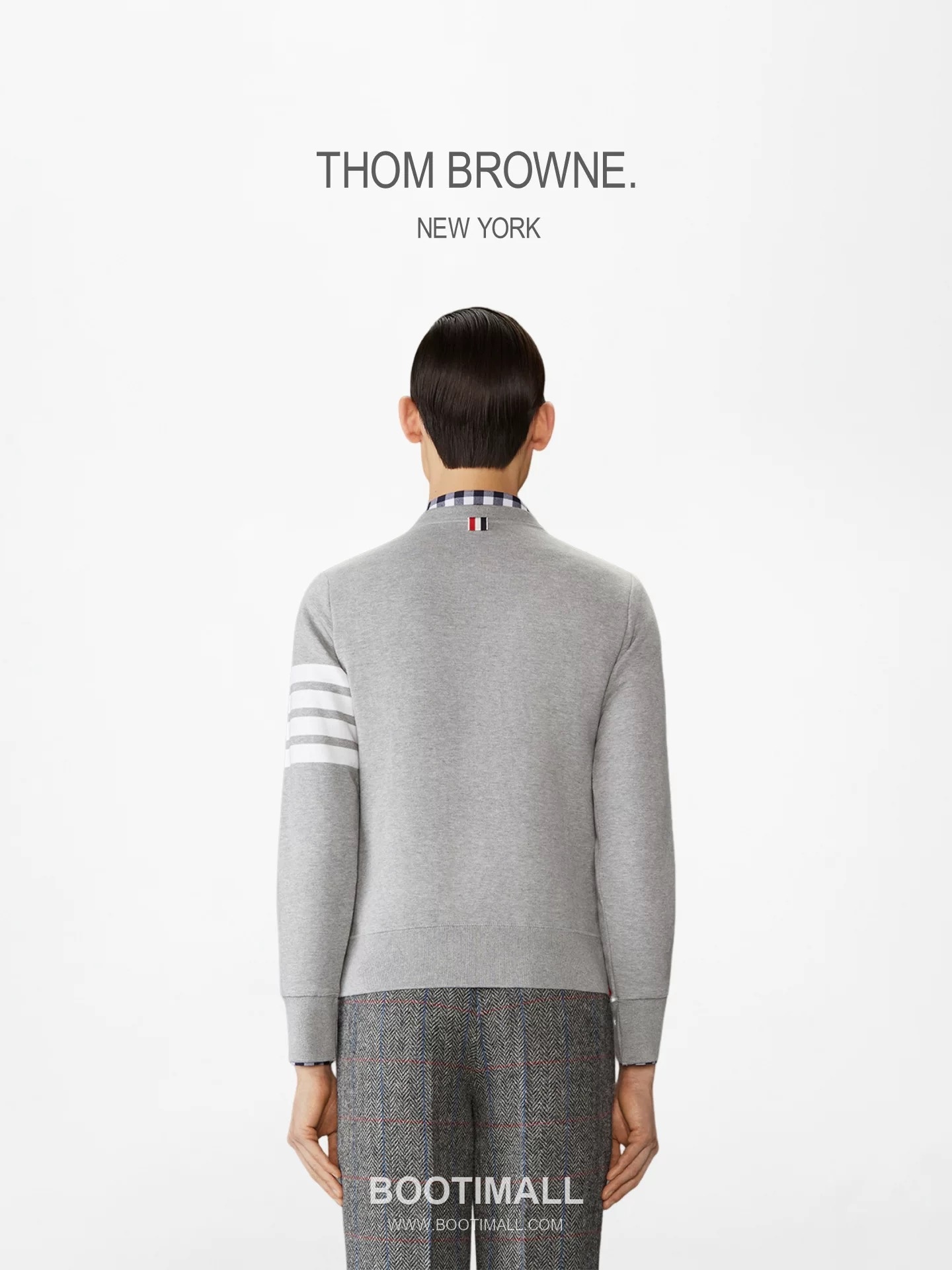 Thom Browne Tricolor Ribbed Hoodie Cotton Navy Hoodie 트라이컬러 리브드 후드 코튼 네이비 후드 2