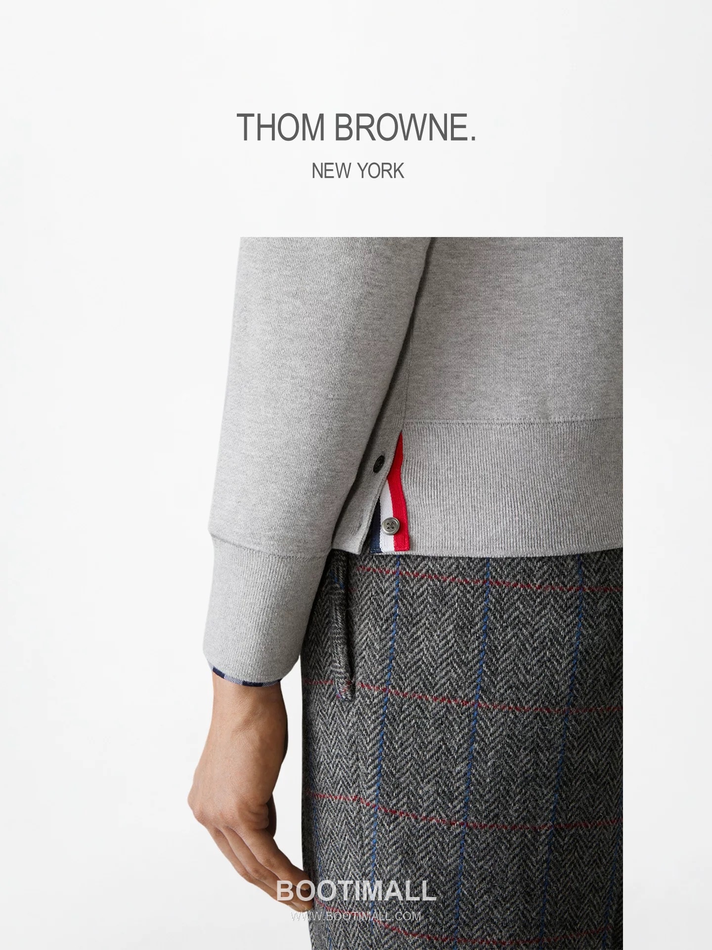 Thom Browne Tricolor Ribbed Hoodie Cotton Navy Hoodie 트라이컬러 리브드 후드 코튼 네이비 후드 3