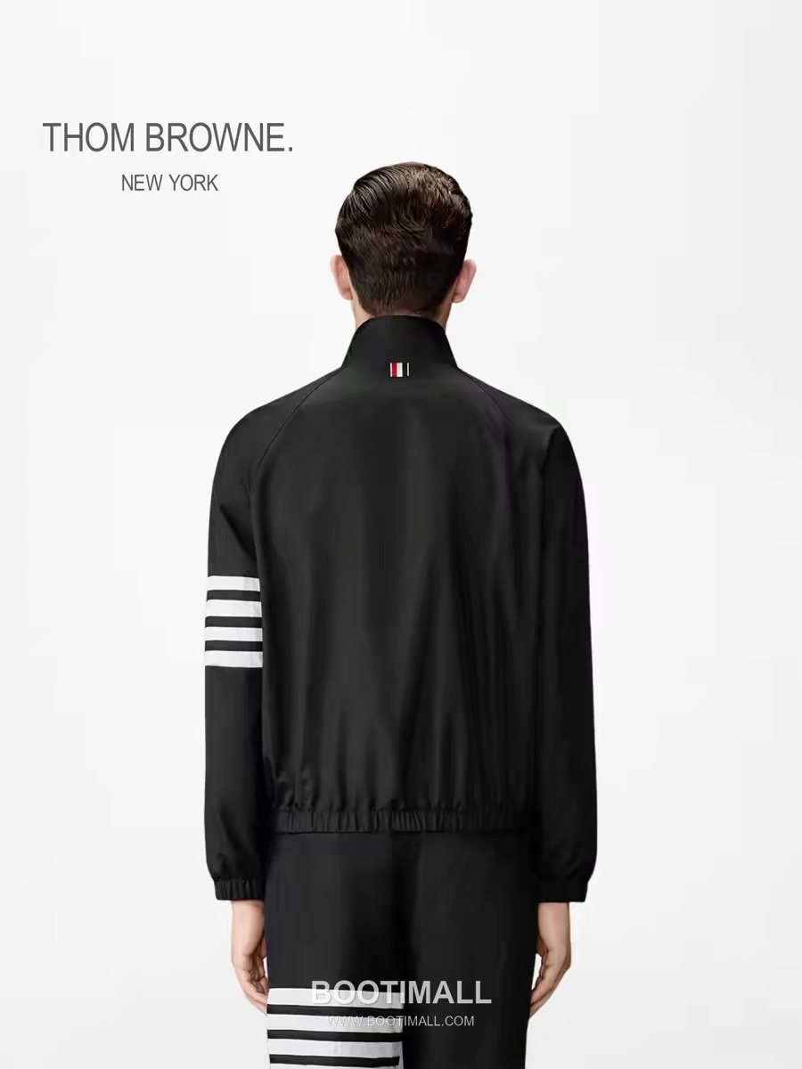 Thom Browne Four-Bar Stripe Stand Collar Windbreaker Jacket Nylon Black Jacket 포 바 스트라이프 스탠드 칼라 윈드브레이커 자켓 나일론 블랙 자켓 1, 2, 3, 4 2