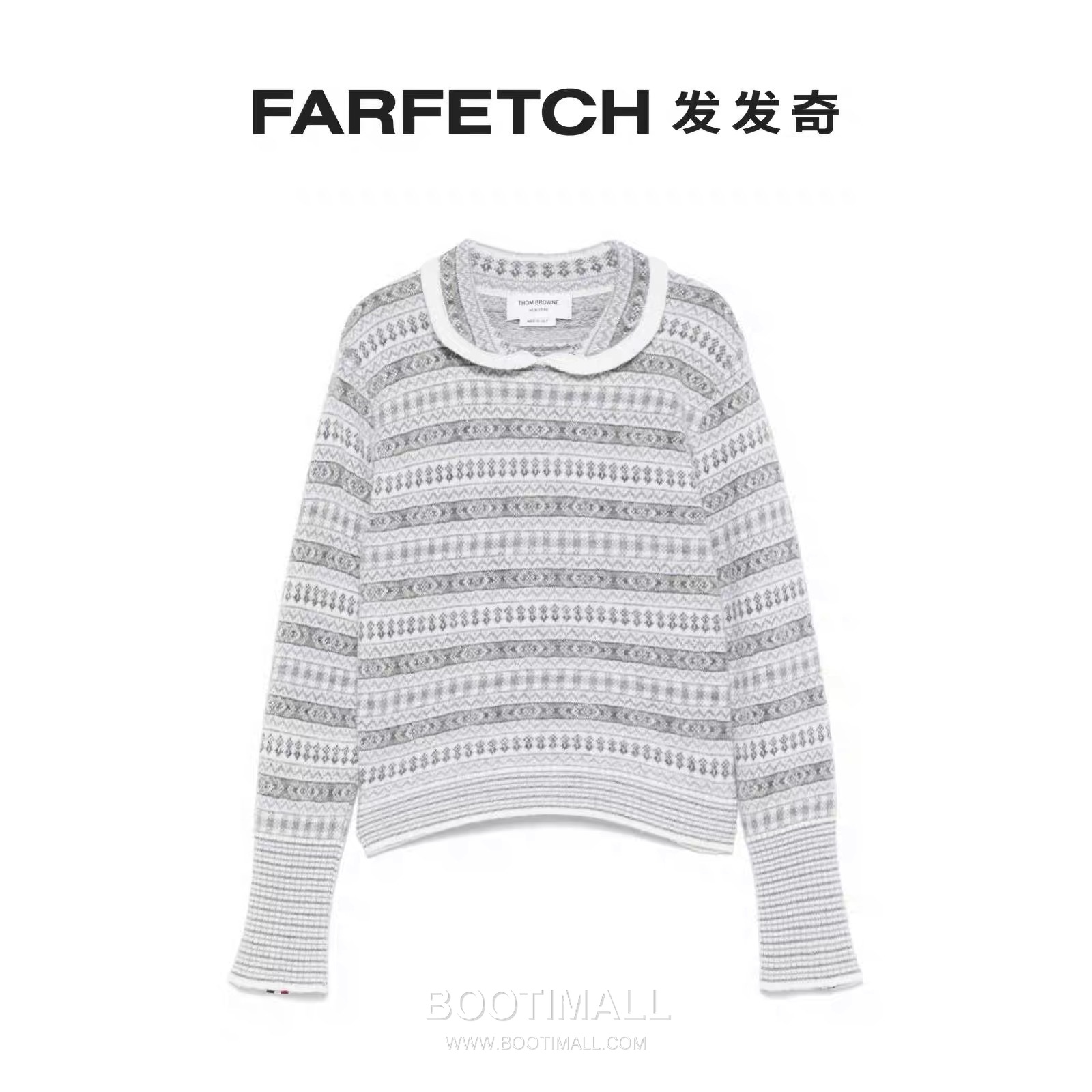 Thom Browne Fair Isle Merino Wool Collared Knit Sweater Merino Wool Gray Knit Sweater 페어 아일 메리노 울 칼라 니트 스웨터 메리노 울 그레이 니트 스웨터 5
