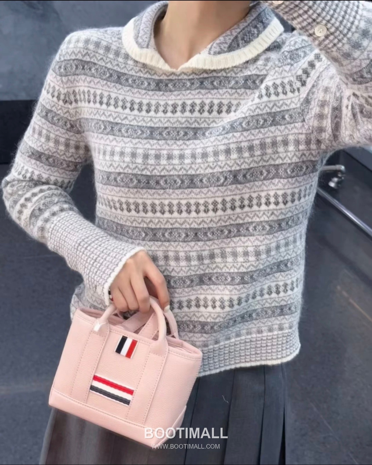 Thom Browne Fair Isle Merino Wool Collared Knit Sweater Merino Wool Gray Knit Sweater 페어 아일 메리노 울 칼라 니트 스웨터 메리노 울 그레이 니트 스웨터 7