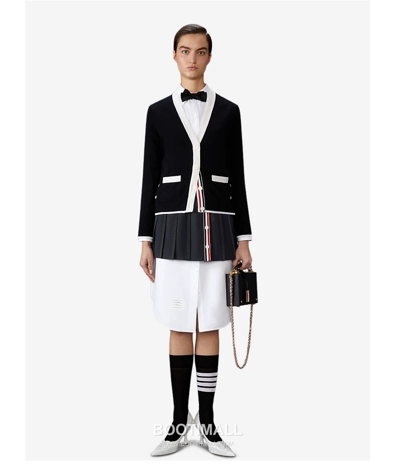 Thom Browne Tricolor Ribbed Hoodie Cotton Navy Hoodie 트라이컬러 리브드 후드 코튼 네이비 후드 -3 1