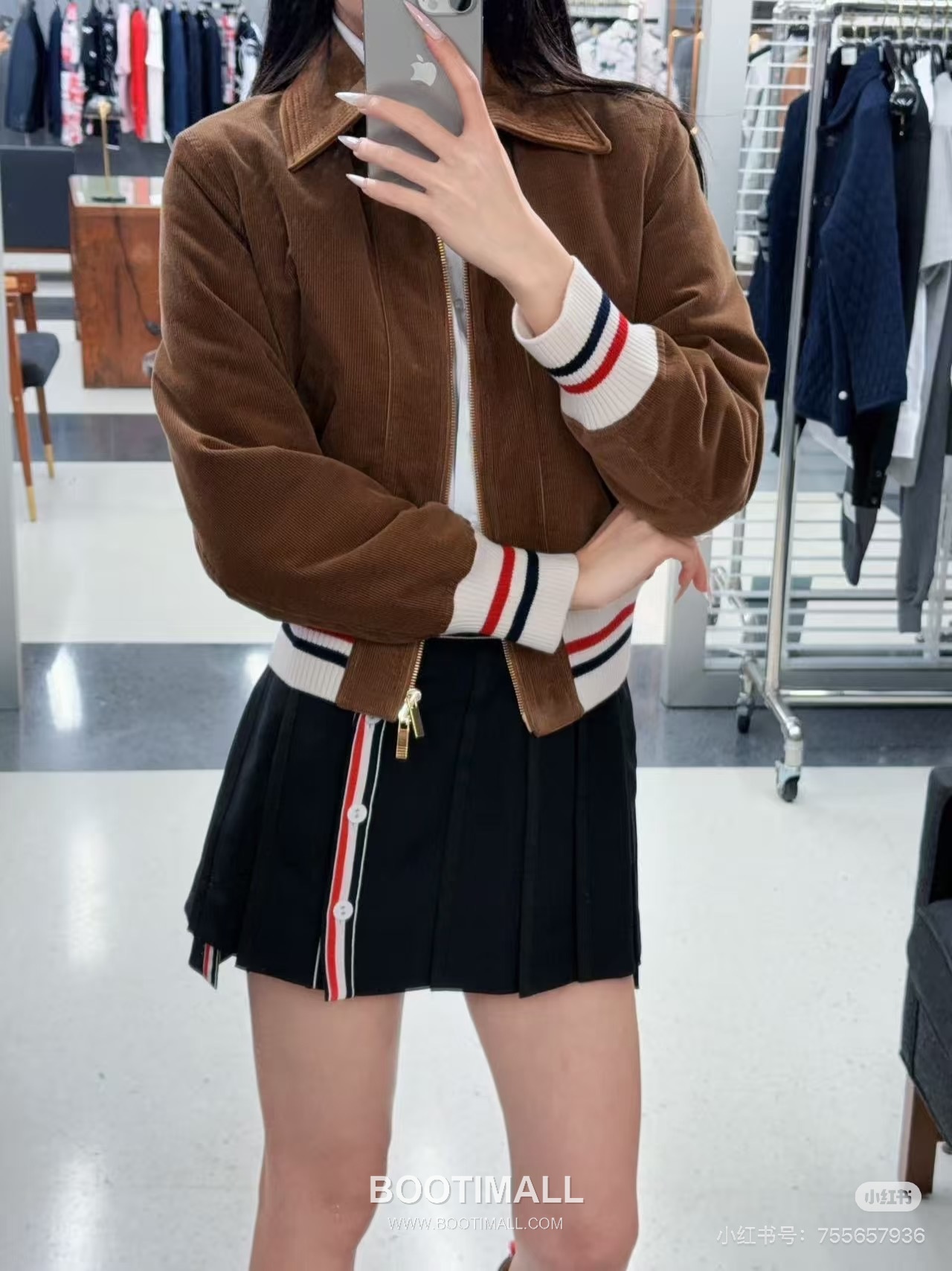 Thom Browne Tricolor Ribbed Hoodie Cotton Navy Hoodie 트라이컬러 리브드 후드 코튼 네이비 후드 -3 5