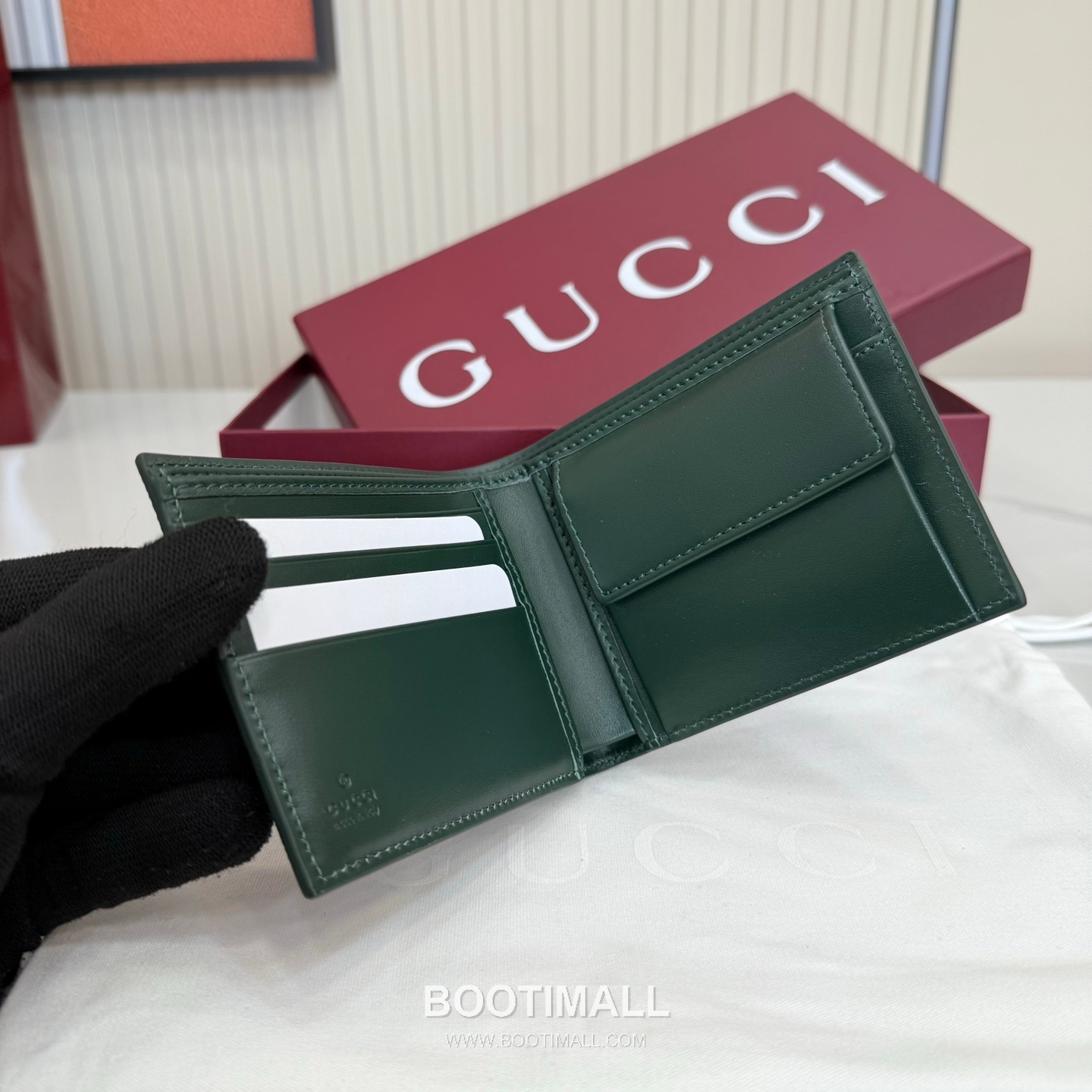 Gucci 768244 Leather Navy/Green Bifold Wallet 구찌 768244 레더 네이비/그린 반지갑 11cm 7