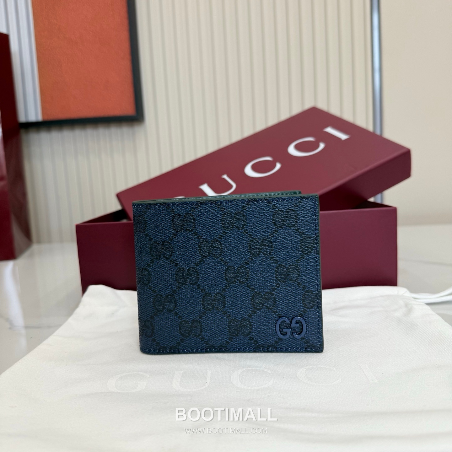 Gucci Double Fold Wallet 768243 GG Supreme Canvas Blue/Green Bifold Wallet 구찌 더블 폴드 반지갑 768243 GG 수프림 캔버스 블루/그린 반지갑 11cm 1