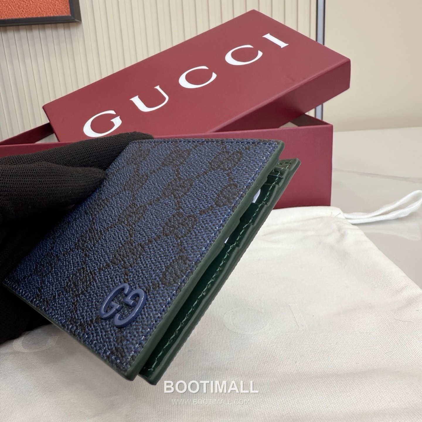 Gucci Double Fold Wallet 768243 GG Supreme Canvas Blue/Green Bifold Wallet 구찌 더블 폴드 반지갑 768243 GG 수프림 캔버스 블루/그린 반지갑 11cm 5