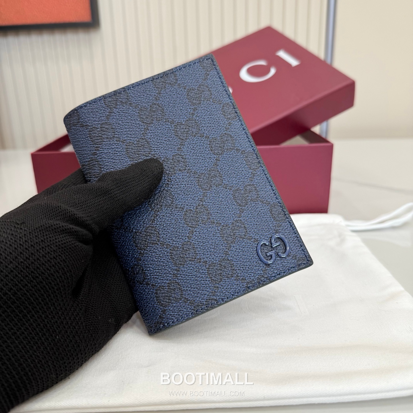 Gucci Passport Holder 795229 GG Supreme Canvas Navy Blue/Green Passport Holder 구찌 패스포트 홀더 795229 GG 수프림 캔버스 네이비 블루/그린 여권 케이스 13.5cm 5