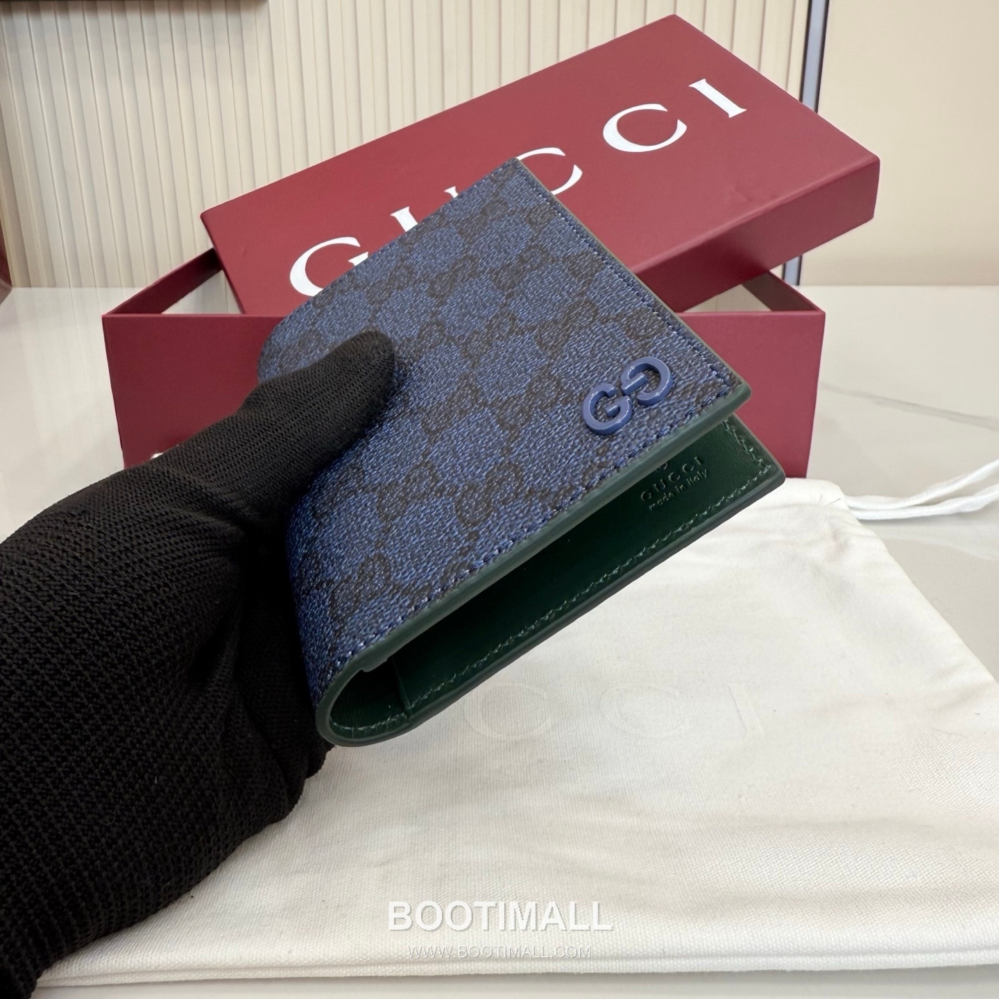 Gucci Passport Holder 795229 GG Supreme Canvas Navy Blue/Green Passport Holder 구찌 패스포트 홀더 795229 GG 수프림 캔버스 네이비 블루/그린 여권 케이스 13.5cm 6