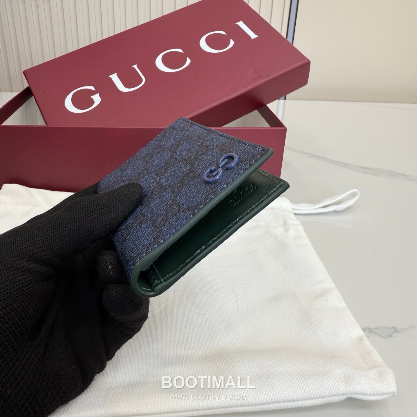 Gucci 768249 GG Supreme Canvas Blue/Green Card Holder 구찌 768249 GG 수프림 캔버스 블루/그린 카드홀더 12cm 4